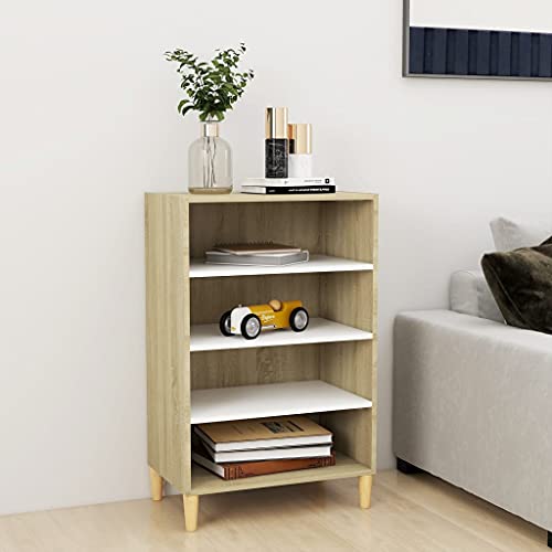 Furniture Home Tools Sideboard Weiß und Sonoma Eiche 57x35x90cm Holzwerkstoff von csderty