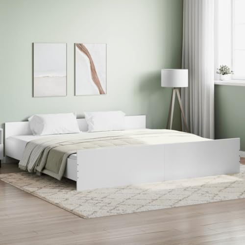 csderty Furniture Home Tools Bettgestell mit Kopfteil und Fußteil, Weiß, 200x200 cm von csderty