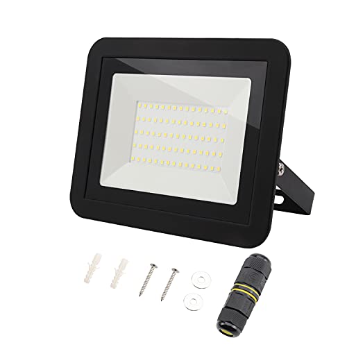 da LIGHT 50W LED Strahler Außen & Innen, 6000K Kaltweiß 4500lm Außenleuchte Superhell, LED Fluter Außenstrahler Flutlicht IP65, LED Scheinwerfer 230V für Garten, Garage, Sportplatz von da LIGHT