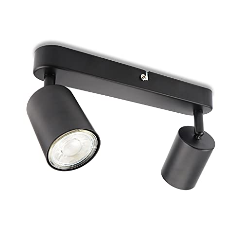 da LIGHT LED Deckenlampe 2-flammig, Dreh und Schwenkbar Deckenstrahler Spotleuchte Wandspot, GU10 (ohne Leuchenmittel) Retro/Vintage Deckenleuchte 230V Schwarz für Wohnzimmer Schlafzimmer Küchen von da LIGHT