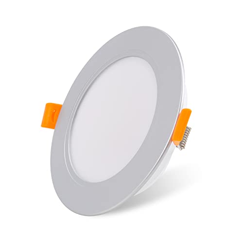 da LIGHT LED Einbaustrahler 230V flach 9W, Strahlende LED Einbauleuchten, Bad LED Spot 3000/4000/6000K, Deckenstrahler IP54 für Badzimmer Wohnzimmer Küche Schlafzimmer (Silber x 1) von da LIGHT