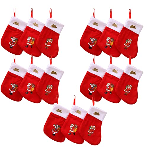 Dancepandas Mini Weihnachtsstrumpf Filz 15 Stück Nikolausstrumpf Klein Weihnachtsstrümpfe Set Weihnachtsstrumpf Deko für Kamin Weihnachtsbaumschmuck Süßigkeitenbeutel von dancepandas