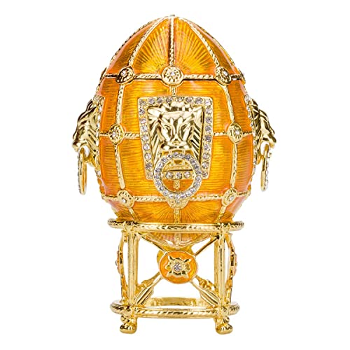 danila-souvenirs Fabergé-Stil Ei/Schmuckkästchen mit Löwen 11 cm gelb von danila-souvenirs