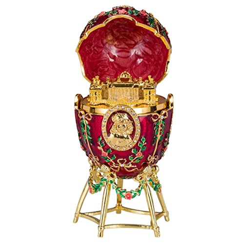 danila-souvenirs Fabergé-Stil Ei/Schmuckkästchen Alexanderpalast 14 cm rot von danila-souvenirs