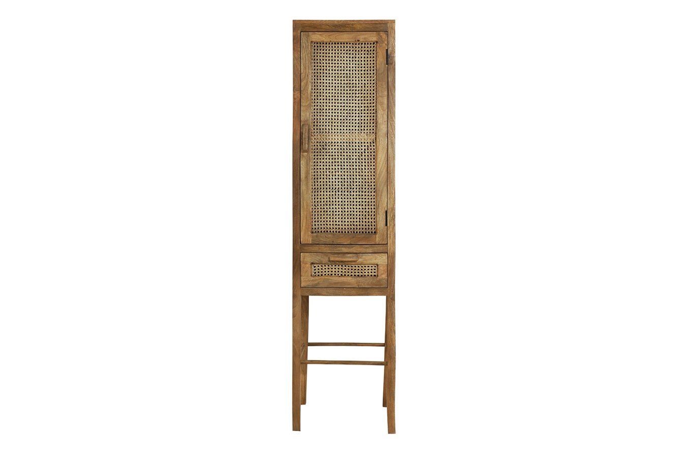 daslagerhaus living Hochschrank Schrank Nele Teak Holz Rattan H 180 cm von daslagerhaus living