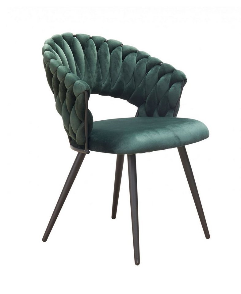 dasmöbelwerk Stuhl Esszimmerstuhl Virginia Samtoptik grün Armlehnenstuhl Designerstuhl von dasmöbelwerk