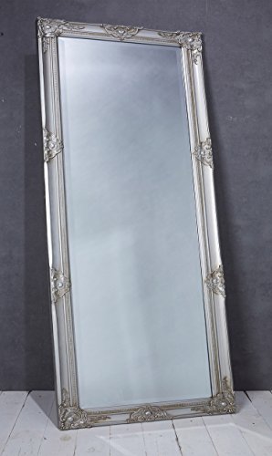 dasmöbelwerk Wandspiegel Ganzkörperspiegel Barock Silber ca. 180 x 80 cm Antik-Stil m. Facettenschliff XL Garderobenspiegel, Flurspiegel, Spiegel klassisch von dasmöbelwerk