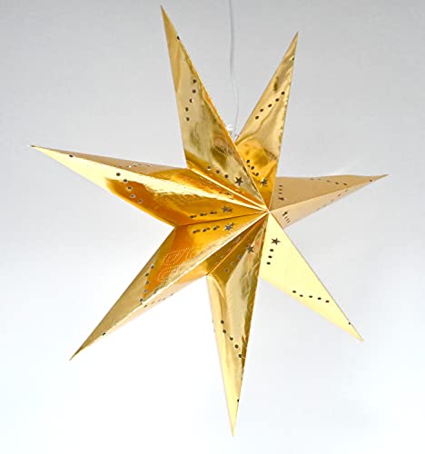 dasmöbelwerk Weihnachtsstern Dekostern Ø 60cm Fensterstern Stern Gold Papierstern hängend E14 von dasmöbelwerk