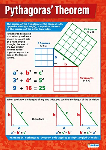 Daydream Education Satz des Pythagoras | Mathematik-Poster | Glanzpapier, 594 mm x 850 mm (A1) | Mathematikposter für das Klassenzimmer | Bildungs-Poster von daydream