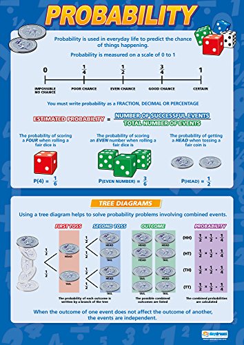 Wahrscheinlichkeit | Mathematik-Diagramme | laminiertes Glanzpapier misst 594 mm x 850 mm (A1) | Mathematik-Diagramme für das Klassenzimmer | Bildungsposter von Daydream Education von daydream