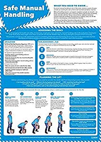 daydream Education Sicherheits-Poster mit manueller Handhabung, laminiertes Glanzpapier, 850 mm x 594 mm (A1), für Gesundheit und Sicherheit, Büro und Gewerbe, Wandtafeln von daydream