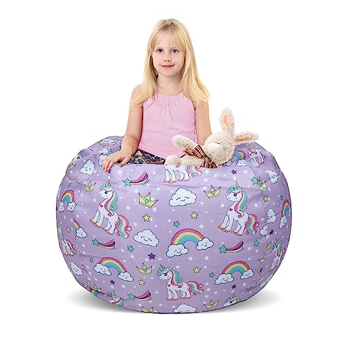 decalsweet Einhörn Sitzsack für Kinder Spielzeug Aufbewahrung Groß für Mädchen Jungen Lagerung Kinderzimmer Nur Tasche von decalsweet