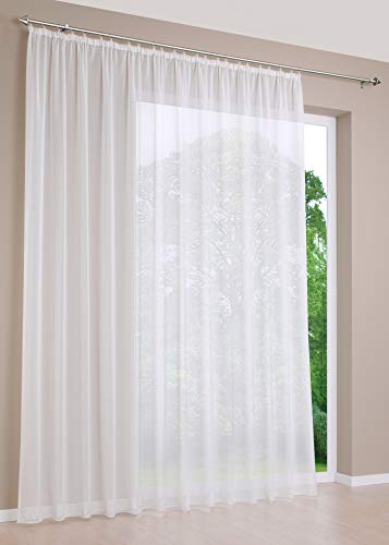 DecoHome | Gardinen Store Voile Vorhang mit Kräuselband, transparent Creme, in verschiedenen Größen | 300 x 150 cm von deco home