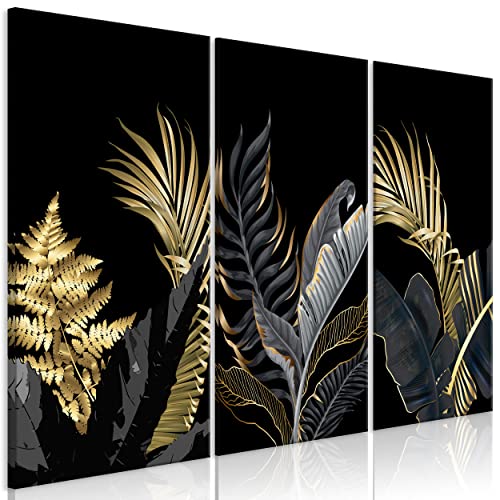 decomonkey Akustikbild Premium Pflanzen 120x80 cm 3 Teilig Kunst Akustikpaneele Akustikdämmung Schallschlucker Schallabsorber Schalldämmung Akustikplatten Modern Fern Palmen Laub Natur von decomonkey