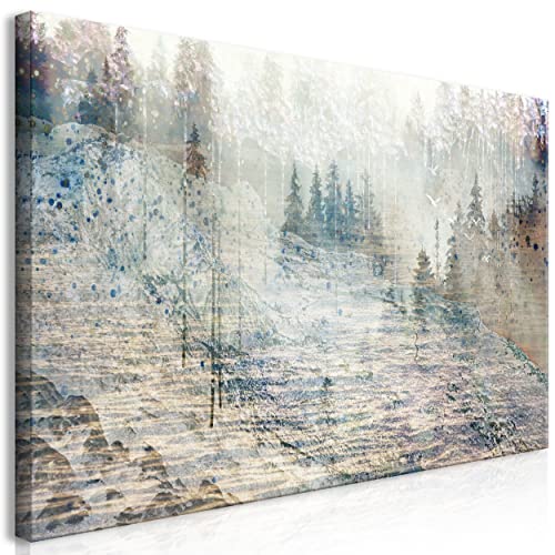 decomonkey Bilder Abstrakt Wald 70x35 cm 1 Teilig Leinwandbilder Bild auf Leinwand Vlies Wandbild Kunstdruck Wanddeko Wand Wohnzimmer Wanddekoration Deko Kunst Natur Baum Grau von decomonkey