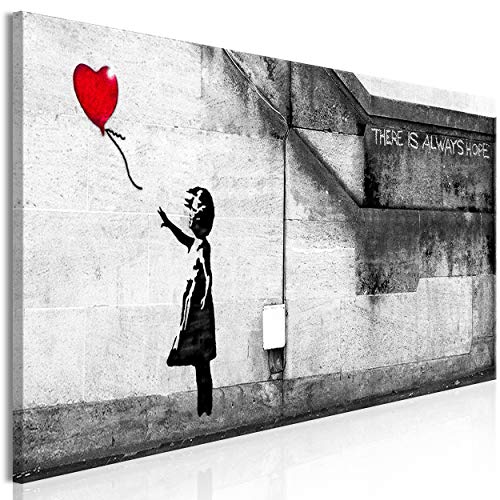 decomonkey Bilder Banksy 135x45 cm 1 Teilig Leinwandbilder Bild auf Leinwand Vlies Wandbild Kunstdruck Wanddeko Wand Wohnzimmer Wanddekoration Deko Mädchen mit Ballon von decomonkey