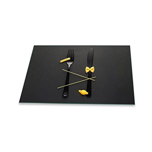 decorwelt | Herdabdeckplatte 80x52 cm 1-Teilig Nudeln Schwarz Gelb Ceranfeld Universal Spritzschutz Glas Deko Elektroherd Induktion für Kochplatten Herdschutz Schneidebrett Sicherheitsglas von decorwelt