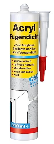 Decotric Acryl Fugendicht Weiß 310ml I Dauerelastische Spachtelmasse mit optimaler Haftung I Für innen & außen I Sehr gut überstreichbar I Acryl weiß von decotric