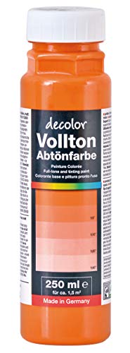 decotric Decolor Bunte Abtönfarbe Orange - 250 ml I Dispersionsfarbe für dekorative Anstriche und wasserbasierten Materialien I Hohe Farbkraft & Ergiebigkeit von decotric