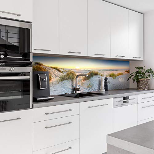 Dedeco Küchenrückwand Motiv: Strand V2, 3mm Acrylglas als Spritzschutz für die Küchenwand Wandschutz Dekowand wasserfest, 3D-Effekt, alle Untergründe, 220 x 60 cm von dedeco