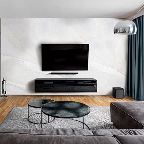 dedeco Wohnzimmerrückwand TV-Wand Wandpaneel Wohnrückwand Rückwand Tapetenersatz, Motiv: Marmor V1, 300 x 150 cm, Nano-Protect: hochglanz, wasserfest, robust, als Wandverkleidung aus Hartschaum PVC von dedeco