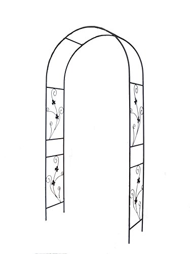 Defacto Rosenbogen aus Metall in Schwarz 230 x 37 x 114 cm (HxTxB), Torbogen, Rankbogen Rosen, Wetterfeste Rankhilfe mit Verzierung, rosenspalier, Rostfrei, für Garten DF-28B von DEFACTO