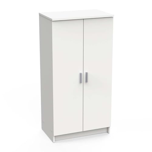 Multifunktions-Kleiderschrank mit zwei Türen mit sechs Einlegeböden, Farbe Weiß, Maße 55 x 108 x 36 cm von Demeyere