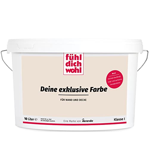 derendo Fühl Dich Wohl Deine Farbe beige, matte Wandfarbe beige, hohe Deckkraft, verschiedene Beigetöne zur Auswahl (10L, Perlbeige) von derendo