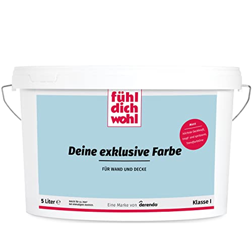 derendo Fühl Dich Wohl Deine Farbe blau, matte Wandfarbe blau, hohe Deckkraft, verschiedene Blautöne zur Auswahl (5L, Maledivenblau) von derendo