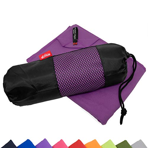 diMio Mikrofaser Reisehandtuch schnelltrocknend - Handtuch mit Tasche (40x80cm, Lila) von diMio