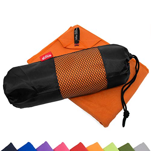 diMio Mikrofaser Reisehandtuch schnelltrocknend - Handtuch mit Tasche (40x80cm, Orange) von diMio