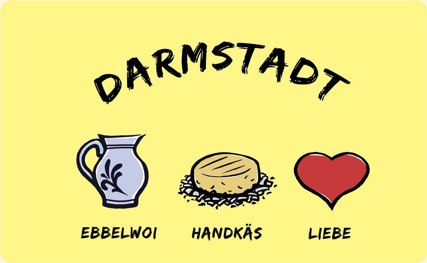 die Stadtmeister Frühstücksbrett Darmstadt: Ebbelwoi-Handkäs-Liebe, Melamin von die Stadtmeister