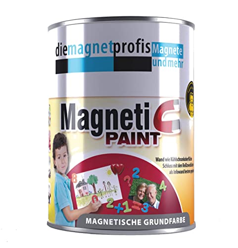 Magnetfarbe, extreme Haftkraft, allergikerfreundliche Wandfarbe für Innenräume,ohne Konservierungsmittel grau, 1 Liter (3 Neodym Magnete pro Dose) von die magnetprofis magnete und mehr