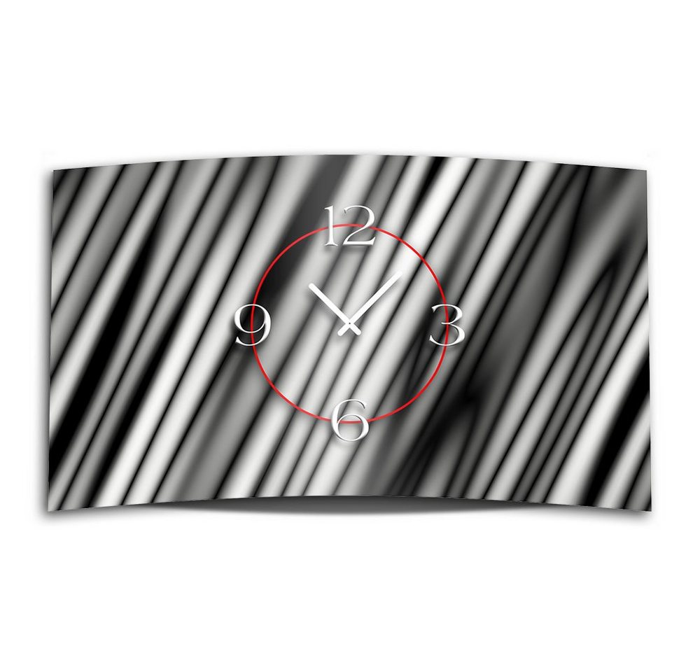 dixtime Wanduhr Abstrakt Streifen grau Designer Wanduhr modernes Wanduhren Design (Einzigartige 3D-Optik aus 4mm Alu-Dibond) von dixtime