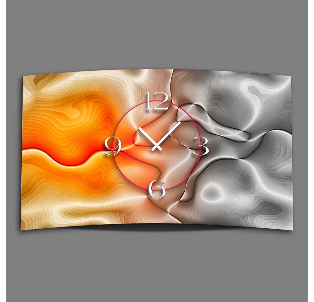 dixtime Wanduhr Abstrakt grau apricot Designer Wanduhr modernes Wanduhren Design leise (Einzigartige 3D-Optik aus 4mm Alu-Dibond) von dixtime