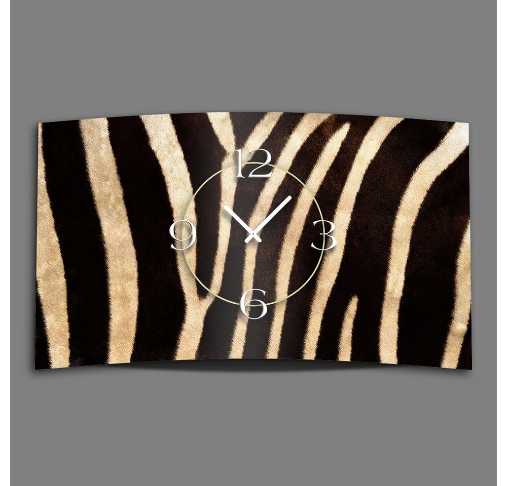 dixtime Wanduhr Animalprint Zebra Fell Designer Wanduhr modernes Wanduhren Design (Einzigartige 3D-Optik aus 4mm Alu-Dibond) von dixtime