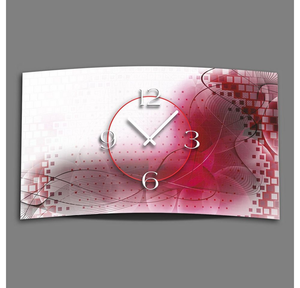 dixtime Wanduhr Digital Designer Art abstrakt pink Designer Wanduhr modernes Wanduhren (Einzigartige 3D-Optik aus 4mm Alu-Dibond) von dixtime