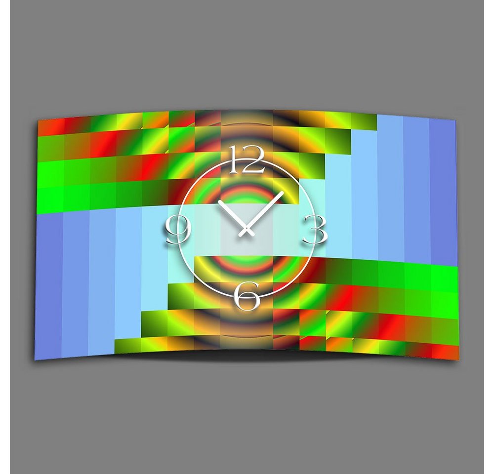 dixtime Wanduhr Psychodelic blau grün Designer Wanduhr modernes Wanduhren Design leise (Einzigartige 3D-Optik aus 4mm Alu-Dibond) von dixtime