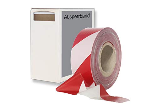 dm-Folien Absperrband - Flatterband rot-weiß 75mm / 500m mit/ohne Karton - stabiles und reißfestes Polyethylen Warnband und Trassierband – verschiedenfarbig von dm-folien gmbh