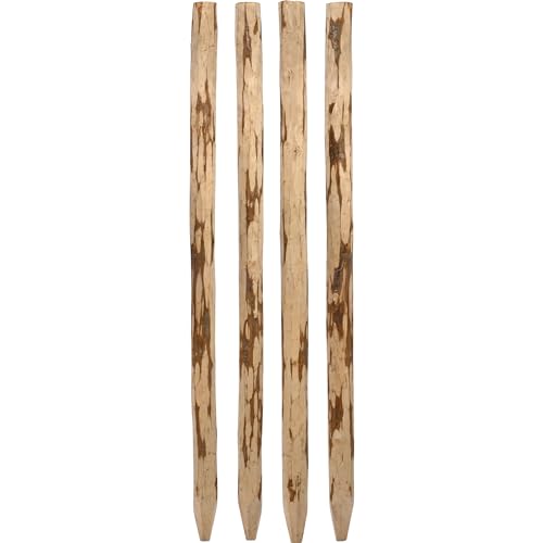 dobar® 4er-Set Holz-Pfosten 9x9 cm für Staketenzaun passend für 93307 aus geschälter Haselnuss - Rund mit 120 cm Länge - Natur von dobar