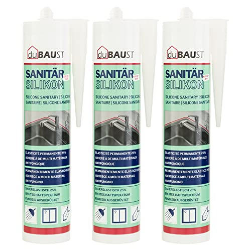 3x dubaust SAS24 Sanitärsilikon elastisch dauernassbeständig schimmelresistent Bad Küche Dusche Feuchträume 310ml Kartusche (manhattan) von dubaust