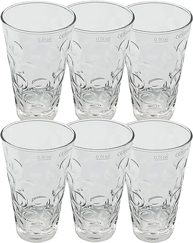 Pfälzer Dubbeglas 0,5 Liter (6 Stück) + Untersetzer (Des is MOINER!) - Pfalz Schoppenglas | Weinglas | Wasserglas | Pfälzer Schorleglas von Bluecool