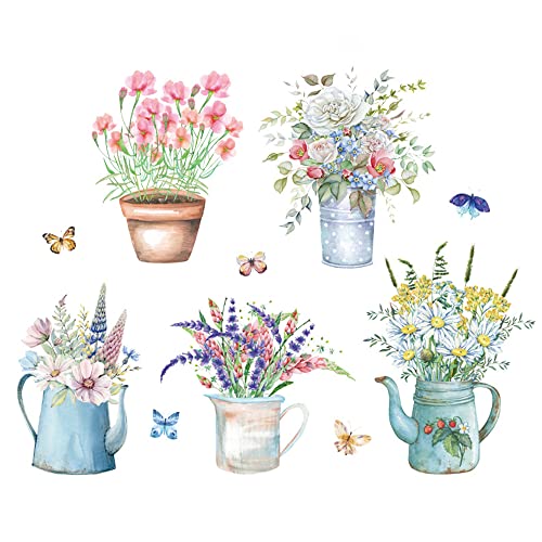 duoyif Wandtattoo Blume Schmetterling Wandaufkleber Pflanze Blume Wandtattoo Blumentopf Wandsticker Blume Aufkleber Wandbilder Blume Wandaufkleber Schlafzimmer Wohnzimmer Büro Flur Fenster Wanddeko von duoyif