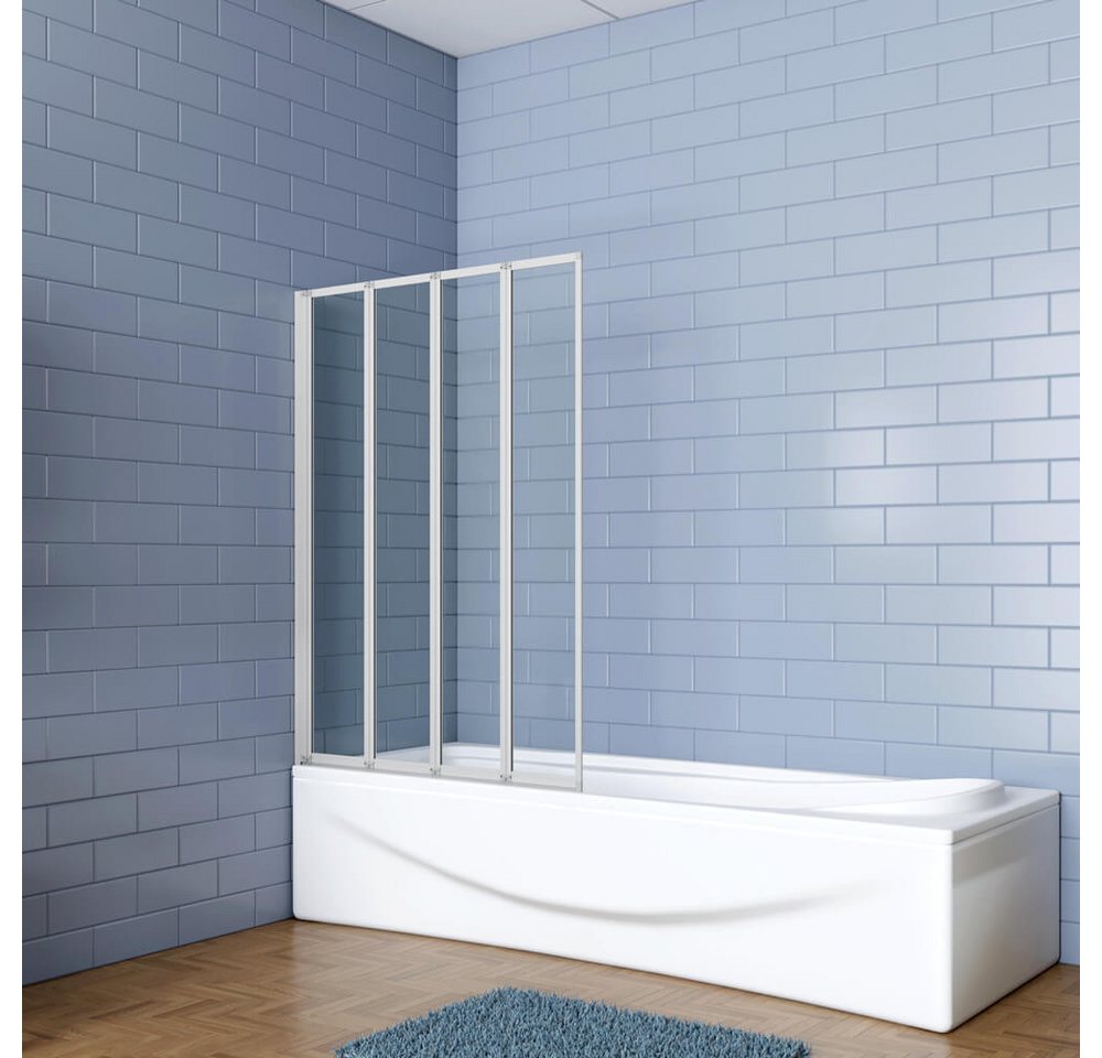 duschspa Badewannenaufsatz 4mm ESG 4-teilige Duschwand Faltwand Glaswand auf Badewanne, Einscheibensicherheitsglas, Sicherheitsglas, (Set), Glas von duschspa