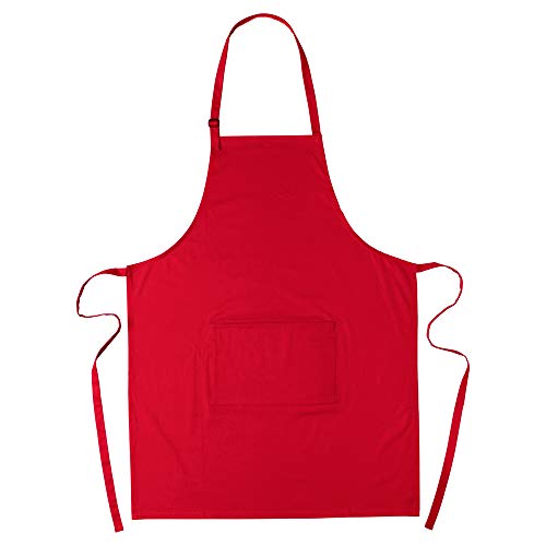 eBuyGB 2 Stück Full Küche Schürze mit Fronttasche, Baumwolle, rot, 1 Stück von eBuyGB