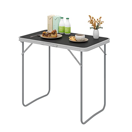 eSituro Campingtisch Klapptisch auf Balkon, Beistelltisch klappbarer Balkontisch, Faltbarer Tisch, Gartentisch mit Griff, aus MDF Metall 80x50x70 cm Schwarz SCPT0035 von eSituro