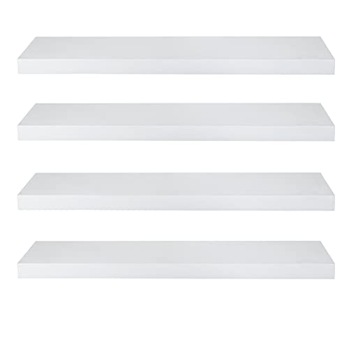 eSituro Wandregal, schwebendes weißes Regale für Wandmontage, 4er-Set Schweberegal Hängeregal Wandbrett im Wohnzimmer Schlafzimmer Küche Badezimmer, 50x3,8x22,9 cm von eSituro