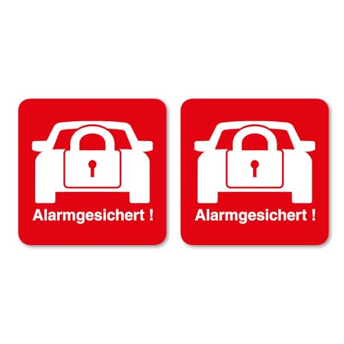 2 Stück Aufkleber Alarm, iSecur®, alarmgesichert, 30x30mm, hin_068 Hinweis auf Alarmanlage, innenklebend für Fensterscheiben, Haus, Auto, LKW, Baumaschinen von easydruck24de