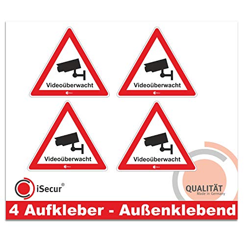 4er Set Aufkleber Videoüberwacht I hin_122 I 5 cm I für Fenster Türen I Warnung Achtung Dieses Objekt wird per Video überwacht I Videoüberwachung von easydruck24de