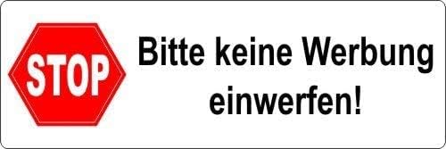 6er Aufkleber-Set Stop Bitte keine Werbung einwerfen! I 9,5 x 3 cm I Gegen Reklame im Briefkasten I in weiß I wetterfest I hin_444 von easydruck24de